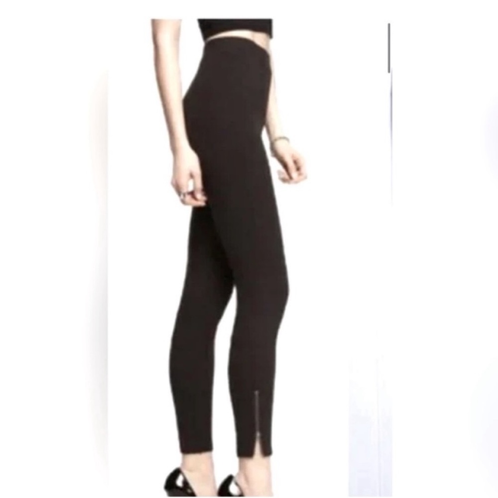 CAbi Black Ponte Ridding Style Ankle Zipper Leggings.